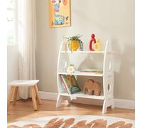 [en.casa] Bibliothèque pour Enfant à 3 Niveaux Étagère de Rangement Livres Cahiers à Forme Fusée Capacité 3 x 5 kg MDF 70 x 55 x 55 cm Blanc