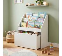[en.casa] Bibliothèque pour Enfant Sirlstalo 3 Compartiments Ouverts Tiroir Inférieur Meuble de Rangement Etagère pour Chambre Salon Coin Jeux 70 x 63 x 30 cm Blanc