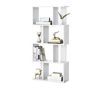 [en.casa] Bibliothèque pour Salon Meuble de Rangement Stockage avec Plusieurs Étagères MDF Mélaminé 130 x 60 x 24 cm Blanc