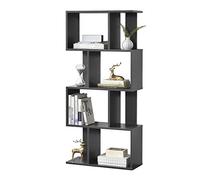 [en.casa] Bibliothèque pour Salon Meuble de Rangement Stockage avec Plusieurs Étagères MDF Mélaminé 130 x 60 x 24 cm Gris foncé