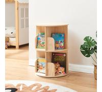 [en.casa] Bibliothèque Rotative pour Enfants avec 2 Niveaux 8 Compartiments de Rangement Étagère Pivotante pour Livres Décoration Jouets Bois de Pin 65 x 44 cm Naturel