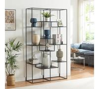 [en.casa] Bibliothèque Style Intemporel Étagère Autoportante Design Industriel Meuble de Rangement Modern pour Salon Chambre Bureau Métal 180 x 100 x 35 cm Noir
