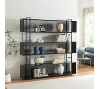 [en.casa] Bibliothèque Style Intemporel Étagère Autoportante Design Industriel Meuble de Rangement pour Salon Chambre Bureau Métal Panneau de Particules 180 x 180 x 33 cm Noir