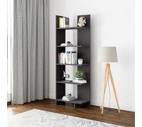 [en.casa] Bibliothèque sur Pieds avec 5 Étagères Ouvertes Meuble de Rangement Multifonctionnel Design Intemporel pour Salon Bureau Chambre Panneau de Particules 176 x 62 x 29 cm Gris