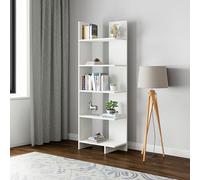 [en.casa] Bibliothèque sur Pieds avec 5 Étagères Ouvertes Meuble de Rangement Multifonctionnel Design Intemporel pour Salon Bureau Chambre Panneau de Particules 176 x 62 x 29 cm Blanc