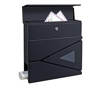 [en.casa] Boîte aux Lettres avec Porte-journaux Compartiment pour Journaux Courrier pour Montage au Mur Verrouillable Acier Galvanisé 37 x 37 x 11 cm Gris Anthracite