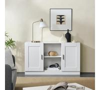 [en.casa] Buffet Armoire Basse pour Salon Meuble TV Style Intemporel Meuble de Rangement avec Étagères Vaisselier Panneau de Particules 70 x 120 x 31 cm Blanc