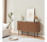 [en.casa] Buffet avec 2 Portes Coulissantes 2 Étagères Réglables en Hauteur Armoire Commode Meuble de Rangement Design Panneau de Particules 140 x 40 x 75 cm Effet Noyer