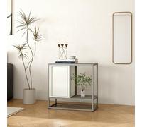 [en.casa] Buffet avec Compartiment de Rangement Ouvert Porte Étagère Réglable en Hauteur Armoire Vaisselier Commode Meuble de Stockage Acier 70 x 72 x 35 cm Gris Blanc