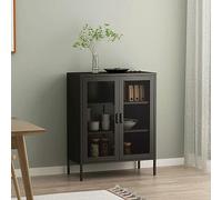 [en.casa] Buffet Métallique Commode Industriel pour Salon Salle à Manger Cuisine Meuble de Rangement Design avec Portes et Étagères Acier 102 x 80 x 40 cm Noir
