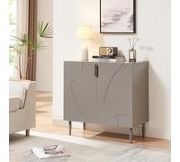 [en.casa] Buffet Moderne Meuble de Rangement avec 2 Portes et Poignées Pratiques Façade Décorative Stable pour Salon Chambre Bureau Acier Panneau de Particules 75 x 76 x 38 cm Gris