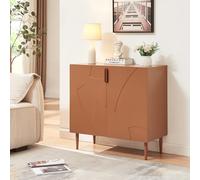 [en.casa] Buffet Moderne Meuble de Rangement avec 2 Portes et Poignées Pratiques Façade Décorative Stable pour Salon Chambre Bureau Acier Panneau de Particules 75 x 76 x 38 cm Couleur Rouille
