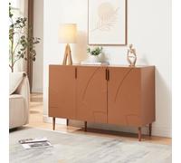 [en.casa] Buffet Moderne Meuble de Rangement avec 3 Portes et Poignées Pratiques Façade Décorative Stable pour Salon Chambre Bureau Acier Panneau de Particules 75 x 115 x 38 cm Couleur Rouille