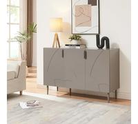 [en.casa] Buffet Moderne Meuble de Rangement avec 3 Portes et Poignées Pratiques Façade Décorative Stable pour Salon Chambre Bureau Acier Panneau de Particules 75 x 115 x 38 cm Gris