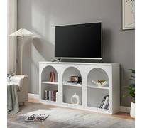 [en.casa] Buffet Moderne Meuble de Rangement avec Compartiments Ouverts au Design Arcs Décoratifs pour Salon Chambre Entrée Bureau MDF Panneau de Particules 160 x 30 x 80 cm Blanc