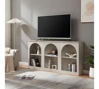 [en.casa] Buffet Moderne Meuble de Rangement avec Compartiments Ouverts au Design Arcs Décoratifs pour Salon Chambre Entrée Bureau MDF Panneau de Particules 160 x 30 x 80 cm Gris