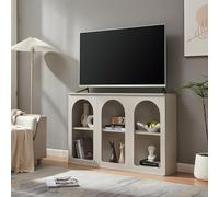 [en.casa] Buffet Moderne Meuble de Rangement avec Compartiments Ouverts au Design Arcs Décoratifs pour Salon Chambre Entrée Bureau MDF Panneau de Particules 120 x 30 x 80 cm Gris