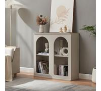 [en.casa] Buffet Moderne Meuble de Rangement avec Compartiments Ouverts au Design Arcs Décoratifs pour Salon Chambre Entrée Bureau MDF Panneau de Particules 80 x 30 x 80 cm Gris