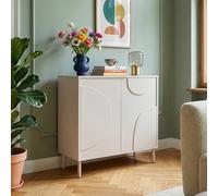 [en.casa] Buffet pour Salon Meuble de Rangement avec 2 Portes au Système Push-to-Open Étagère Intégrée Commode Élégant et Moderne Stable Entrée Chambre Bureau MDF Métal 75 x 70 x 34 cm Beige