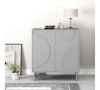 [en.casa] Buffet pour Salon Meuble de Rangement avec 2 Portes au Système Push-to-Open Étagère Intégrée Commode Élégant et Moderne Stable Entrée Chambre Bureau MDF Métal 75 x 70 x 34 cm Gris
