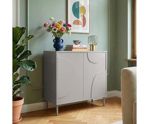 [en.casa] Buffet pour Salon Meuble de Rangement avec 2 Portes au Système Push-to-Open Étagère Intégrée Commode Élégant et Moderne Stable Entrée Chambre Bureau MDF Métal 75 x 70 x 34 cm Gris