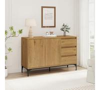 [en.casa] Buffet pour Salon Meuble de Rangement avec 3 Tiroirs et 2 Portes au Système Push-to-Open Commode Élégant et Moderne Stable Entrée Chambre MDF Métal 77 x 120 x 40 cm Effet Chêne Foncé Noir