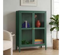 [en.casa] Buffet Säkylä Acier Verre Strié 84 x 64 x 35 cm Vert Sapin