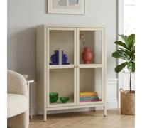 [en.casa] Buffet Säkylä Armoire Acier Verre Strié 84 x 64 x 35 cm Camel