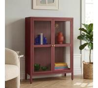 Buffet Säkylä acier verre ondulé 84 x 64 x 35 cm rouge bordeaux _x000D_