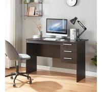[en.casa] Bureau avec 3 Tiroirs Table d'Étude Poste de Travail pour Coin Télétravail avec Compartiments de Rangement et Serrure Panneau de Particules 120 x 59 x 75 cm Effet Bois Foncé