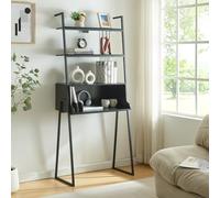 [en.casa] Bureau avec Étagère Échelle Intégrée Table d'Étude Design Industriel avec Surfaces de Rangement et Compartiments de Séparation Acier 184 x 80 x 40 cm Noir