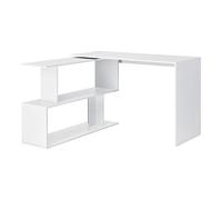 [en.casa] Bureau Gigogne Design avec Partie Étagère Bureau de Coin Extension Panneau de Particules Mélaminé 77 x 120 x 50 cm Blanc