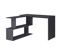 [en.casa] Bureau Gigogne Design avec Partie Étagère Bureau de Coin Extension Panneau de Particules Mélaminé 77 x 120 x 50 cm Gris Foncé