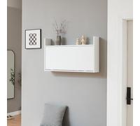 [en.casa] Bureau Mural Rabattable pour Ordinateur Portable Table Pliante avec Espace de Rangement Coiffeuse Panneau de Particules 48 x 83 x 48 cm Blanc