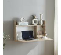 [en.casa] Bureau Mural Rabattable pour Ordinateur Portable Table Pliante avec Espace de Rangement Coiffeuse Panneau de Particules 48 x 83 x 48 cm Effet Chêne Blanc
