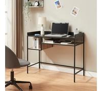 [en.casa] Bureau Rectangulaire avec Plateau Spacieux et 2 Surfaces de Rangement Table Moderne Stable Pratique Bureau Chambre Télétravail Métal Panneau de Particules 100 x 43 x 82 cm Noir Effet Chêne