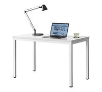 [en.casa] Bureau Réglable Bureau d'ordinateur Poste de Travail Table de Bureau Panneau de Fibre de Bois Mélaminé et Acier Revêtu par Poudre Blanc 75 x 120 x 60 cm