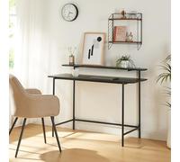 [en.casa] Bureau Style Intemporel avec Étagère Supérieure Table d'Étude Rectangulaire Poste de Travail pour Coin Télétravail Salon Acier Panneau de Particules 120 x 55 x 88 cm Noir