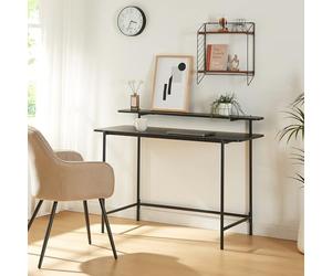 [en.casa] Bureau Style Intemporel avec Étagère Supérieure Table d'Étude Rectangulaire Poste de Travail pour Coin Télétravail Salon Acier Panneau de Particules 120 x 55 x 88 cm Noir