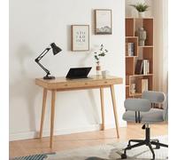 [en.casa] Bureau Style Scandinave avec 3 Tiroirs Table Rectangulaire avec Compartiments de Rangement Poste de Travail pour Coin Télétravail Bambou 100 x 50 x 75 cm Naturel