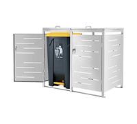 [en.casa] Cache Poubelle Box pour Poubelle Extérieur Abri de Poubelle Enveloppement pour Poubelle Vérrouillable Acier Inoxydable 116 x 132 x 80 cm Argenté