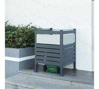 [en.casa] Cache-Poubelle Élégante pour Extérieur Abri Clôture pour Dissimuler Poubelles Résistante aux Intempéries Acier Galvanisé 120 x 91 x 91 cm Anthracite Argent