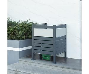 [en.casa] Cache-Poubelle Élégante pour Extérieur Abri Clôture pour Dissimuler Poubelles Résistante aux Intempéries Acier Galvanisé 120 x 91 x 91 cm Anthracite Argent