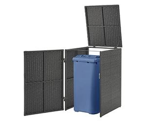 [en.casa] Cache Poubelle Solide Abri Extérieur pour 1 Conteneur à Ordures et Déchets de 240 L Porte à Fermeture Magnétique Acier Polyrotin 109 x 70 x 78 cm Gris Foncé