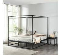 [en.casa] Cadre de Lit à Baldaquin avec Sommier à Lattes Lit Double Adulte Cadre à Lattes sur Pied Design Élégant Stable Capacité de Charge 200 kg Chambre à Coucher Métal 160 x 200 cm Noir