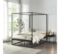 [en.casa] Cadre de Lit à Baldaquin avec Sommier à Lattes Lit Double Adulte Cadre à Lattes sur Pied Design Élégant Stable Capacité de Charge 200 kg Chambre à Coucher Métal 120 x 200 cm Noir