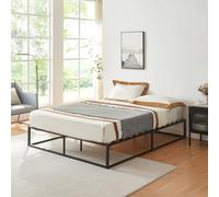 [en.casa] Cadre de Lit en Métal Lit Double Métallique avec Sommier à Lattes Design Style Industriel Capacité 300 kg 160 x 200 cm Acier Laqué Noir