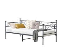Cadre de Lit Simple Kerava en Métal 90x200 cm Gris Foncé Mat [en.casa]