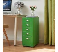 [en.casa] Caisson de Bureau à 5 Tiroirs Meuble de Rangement Roulant Organisateur pour Documents Dossiers avec Porte-Étiquettes Fournitures de Bureau Robuste Moderne Acier 69 x 28 x 41 cm Vert Pomme