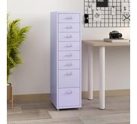 [en.casa] Caisson de Bureau à 8 Tiroirs Meuble de Rangement Roulant Organisateur pour Documents Dossiers avec Porte-Étiquettes Fournitures de Bureau Robuste Moderne Acier 109 x 28 x 41 cm Violet Clair